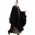 Double layered Irani Kaftan abaya- Black-beige Double layered Irani Kaftan abaya- Black-beige